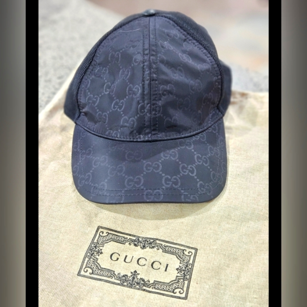 NWOT Gucci AUTHENTIC Black Monogram Baseball Cap Size L